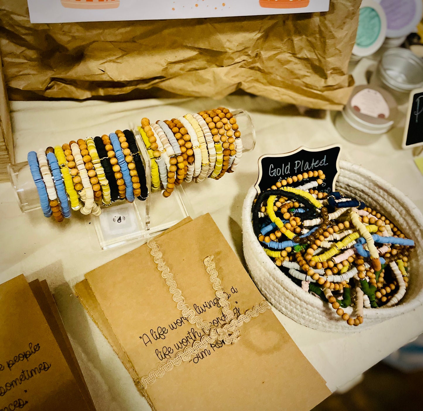 Proverbs 31 Bracelets (Gold plated & Clay beads)