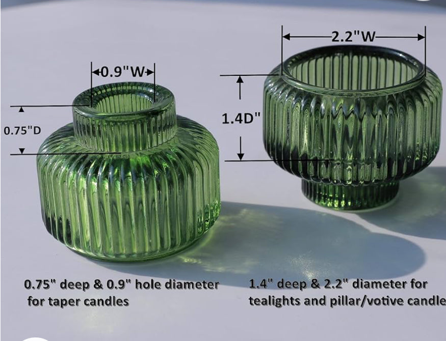 Sleek Glass Candle Holder (Set of 2) 2 Beeswax taper candles included