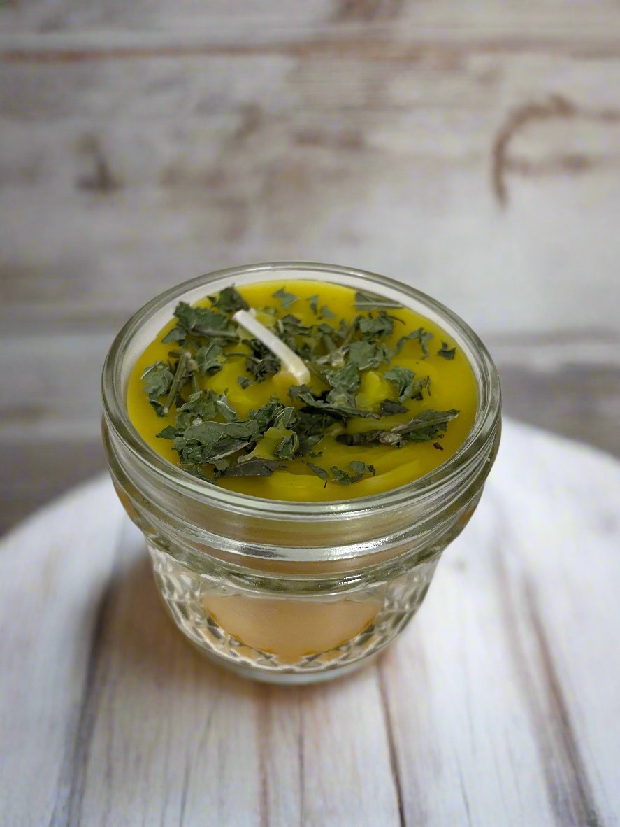 Hand-Poured Peppermint Candle - Organic Beeswax Wax